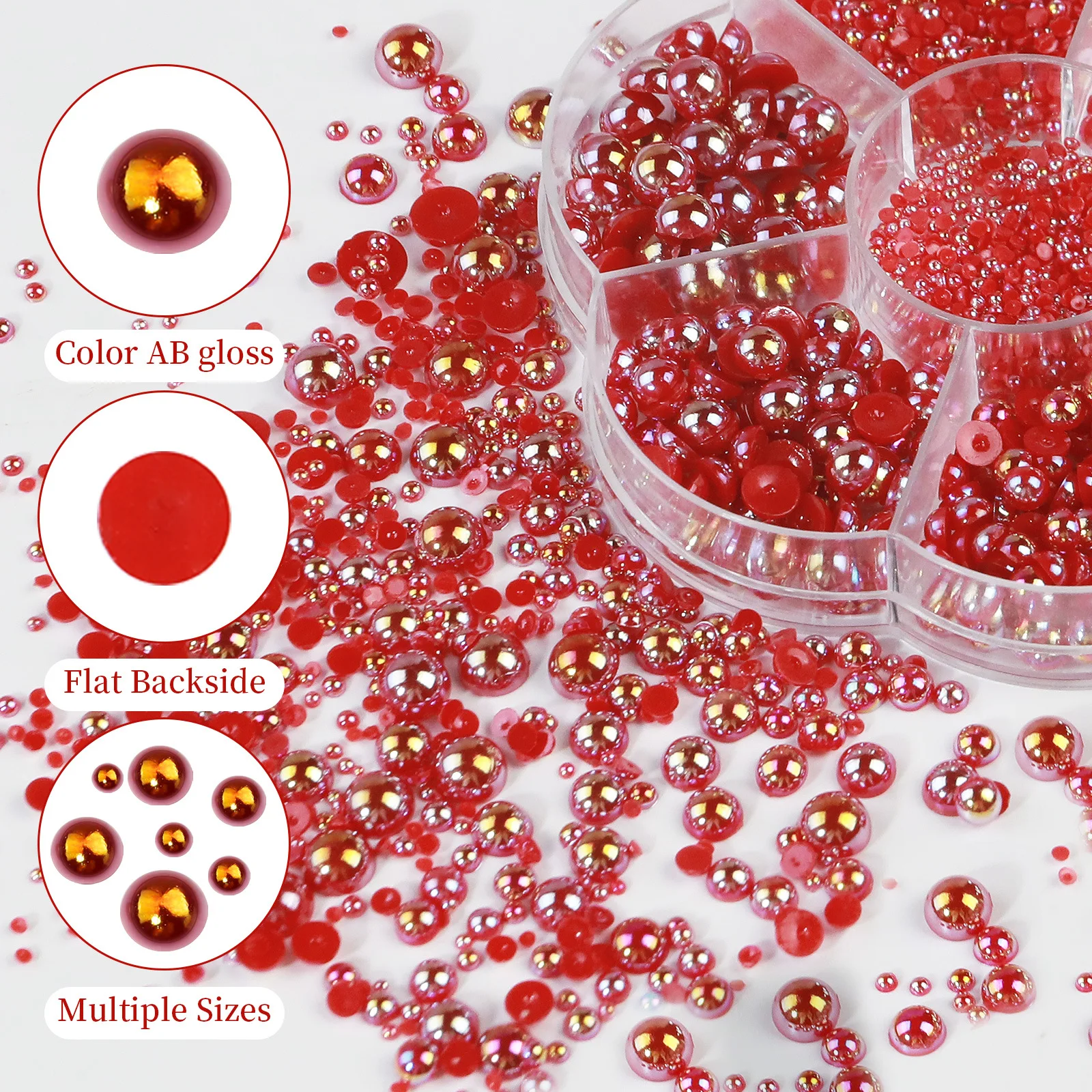 C138 SAFENG 7 Grids Half Pearl Nail Charms Kit Colorful Flat Back Pearl Nail Art Jewelry For DIY Nail Art Decoration