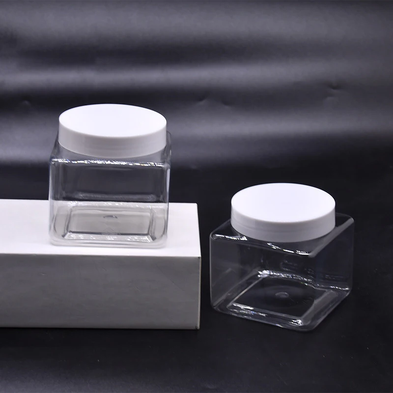 8oz 250ml square cosmetic PET scrub jar clear pots cosmetic body scrub container empty pet plastic jars