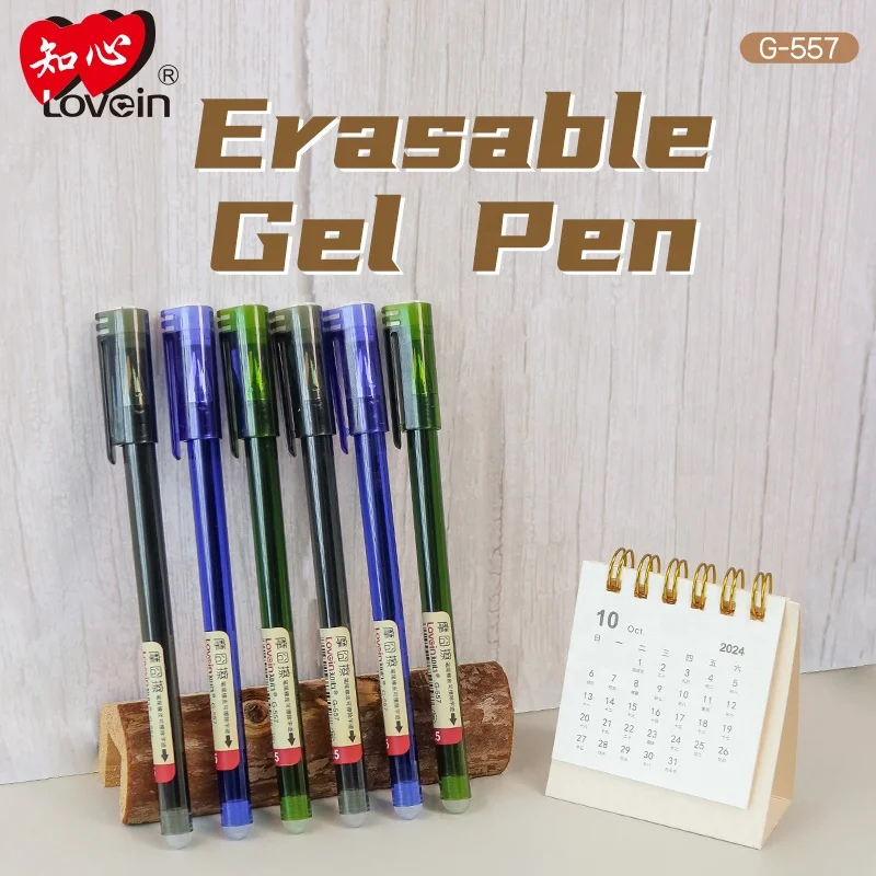 Wholesale gel Pen with Eraser 0.5mm Correct and Non-toxic G-557ER Plastic needle Pens with student Office Erasable Gel Pen