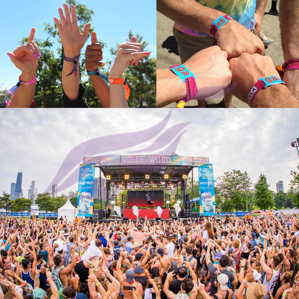 Custom Logo Printed Woven Bracelet Music Festival Wrist Band Cloth Fabric Event Wristbands