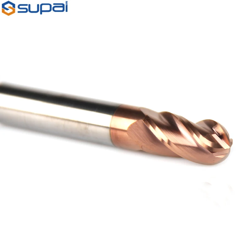 hrc55 4 flute carbide ball nose end mill, coated for cnc metal  wood working