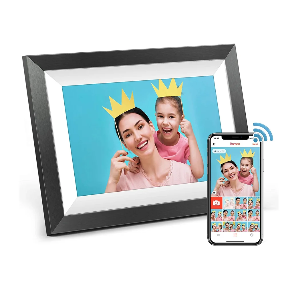 10inch LCD Touch Screen Wooden Frame Jeno Digital Picture Frame WiFi