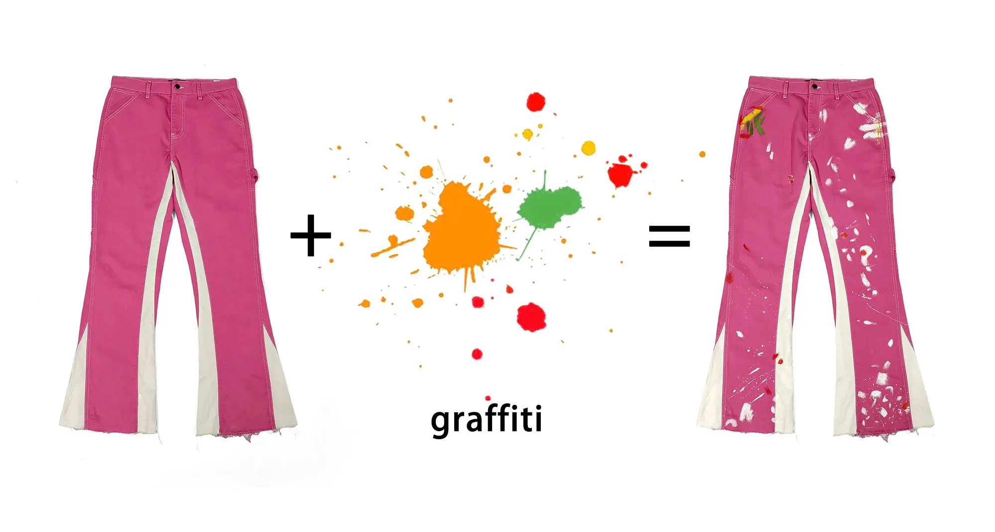 Blue Team | Custom size logo patch work print jean mens baggy flare jeans loose denim pants graffiti herren-jeans manufacturers