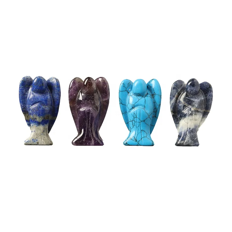 1.5inch angel jade crystal carving ornaments amethyst semi-precious stone carving crystal crafts jewelry home office ornaments