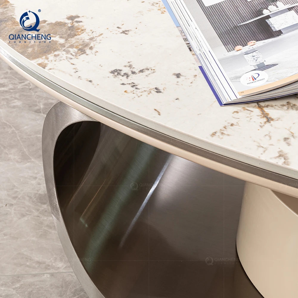 wooden oval center table steel metal furniture villa apartment project customized korean style coffee table for interior design