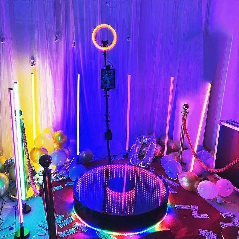 Automatic Spinning Round 360 Degree Party Video Camera Photo Booth Magnetic Logo 27-45 Inch Platform 360 Infinity Photo Booth