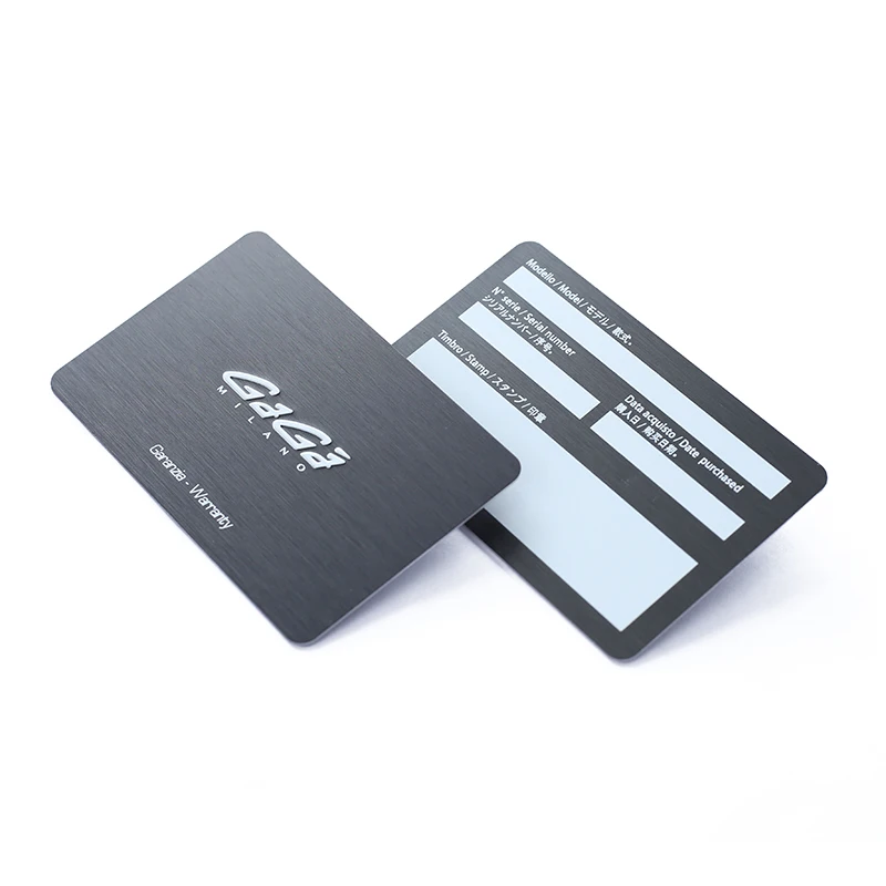 Metal Blank Business Gift Cards Sandblasted Anodized Engraved Aluminium cards Customized Logo Customer Size
