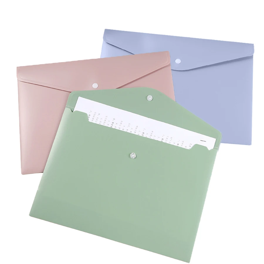 Solid Morandi Colorful Document Folders US Letter A4 Size File Envelopes Snap Button Filing Products
