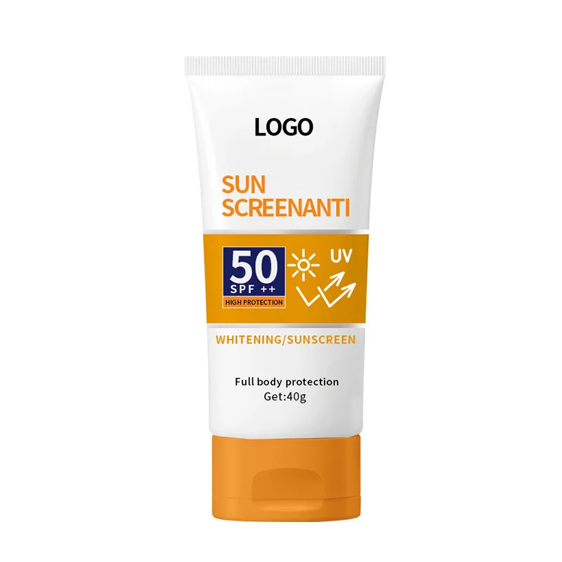 OEM Factory 40G Free Paraben Non Greasy Hexyl Benzoate Non Oil Resistant Water Based Facial Sunscreen Cream Over Lotion