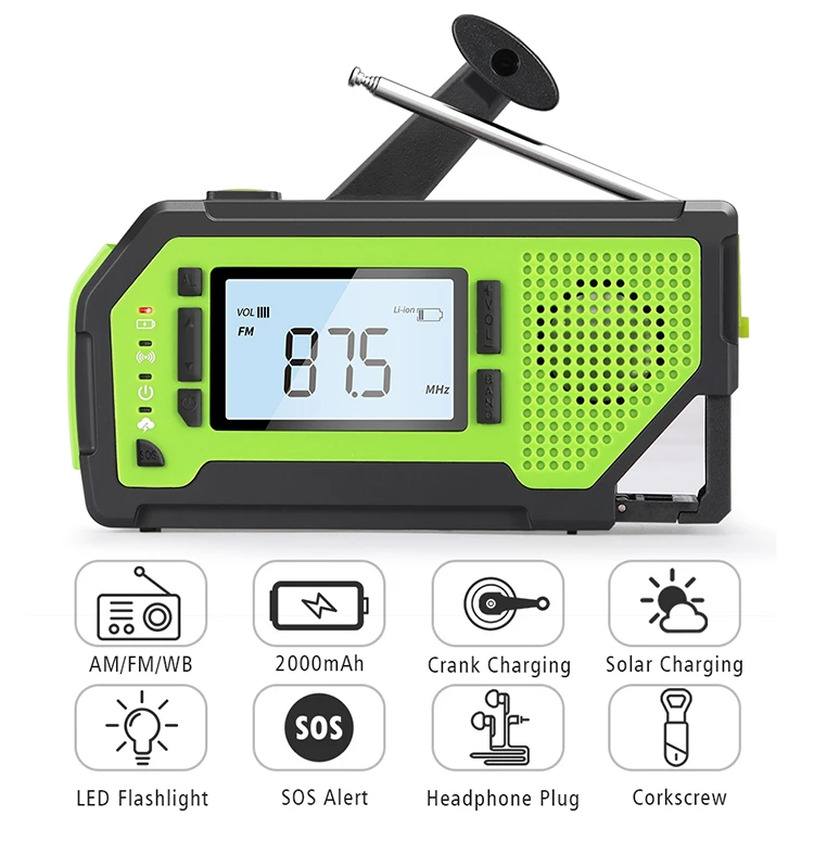 Camping Equipment Emergency Solar Dynamo Radio with Led Flashlight