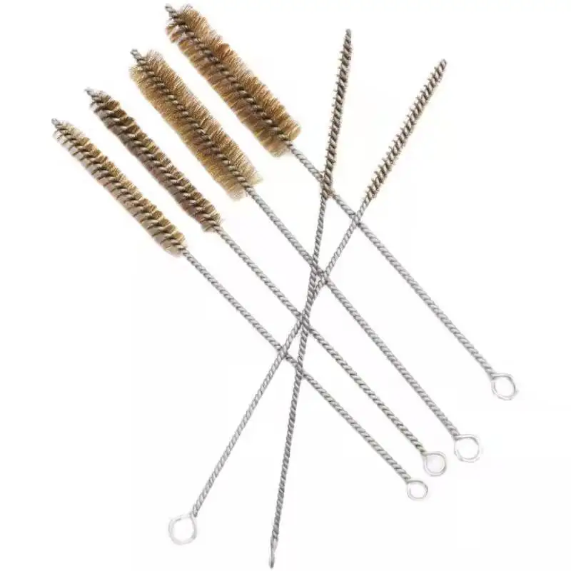 Hot Seals Custom Size Brass Wire Double Spiral Tube Pipe Brush for Metal Deburring