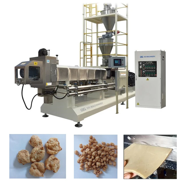 Dry Protein Meat  Vegetarian food process line/HMMA Soy chunks Produce plant/Soy bean vegan meat manufacturing line