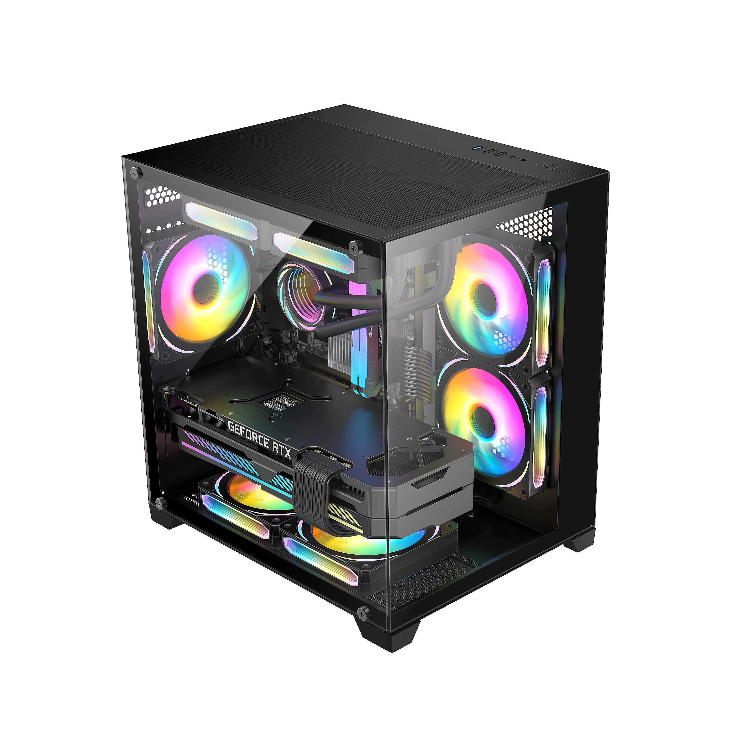 Most popular M-ATX PC Gaming Case OEM full-view Computer Case USB3.0 Transparent Glass PC Cabinet support 240mm water coo