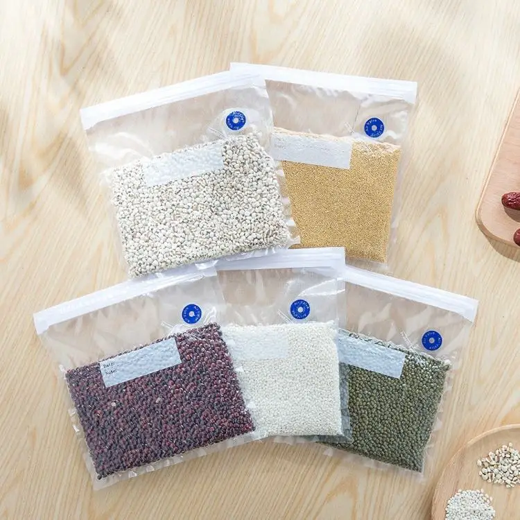 China Supplier Kitchen Storage Bag Food Vacuum Compressed Bag Organizer Kitchen Transparent Sealed Vacuum Reusable Freezer Bag