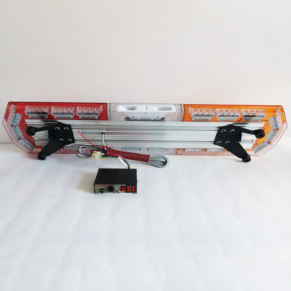 12 volt or 24V 47 inch Red Amber LED Strobe light bar Emergency Warning Flashing Lightbar Lamp with Siren Speaker for vehicles