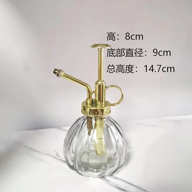 High Quality Garden Watering Can Small Simple Plant Mister Spray Color Glass Bottle with Copper Plastic Top Pump