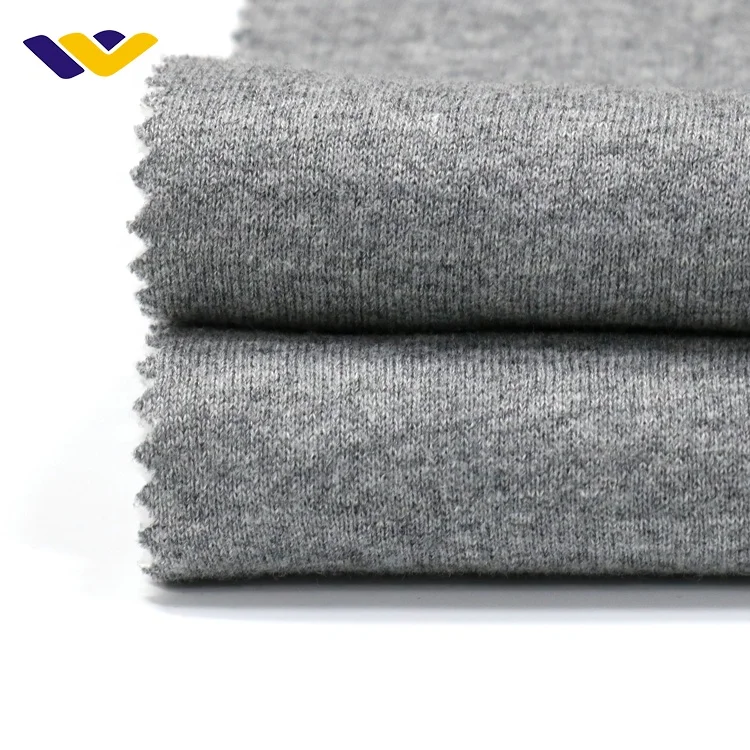 Flower grey  Knitted mattress cotton knit TC textile china cheap wholesale fabric interloop brushed terry 350G fleece fabric