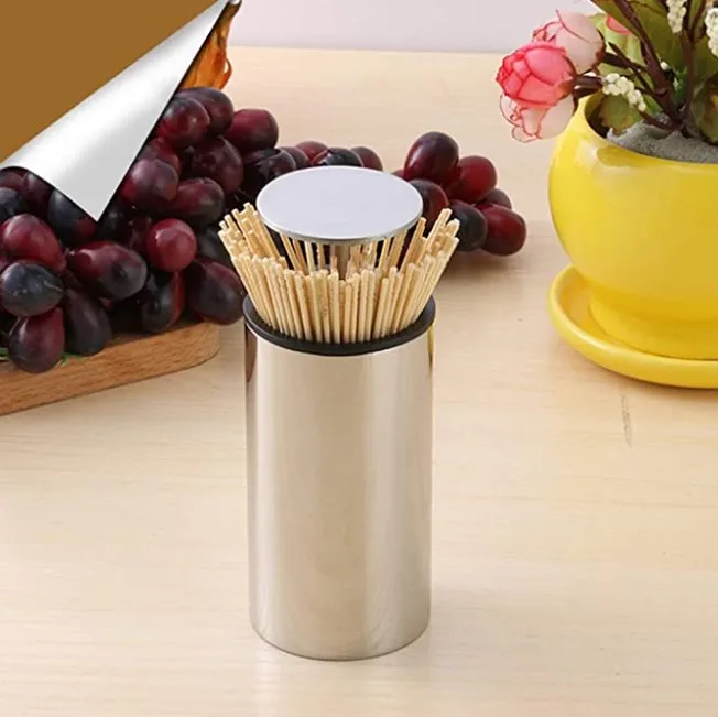 Stainless Steel Automatic Press Toothpick Holder
