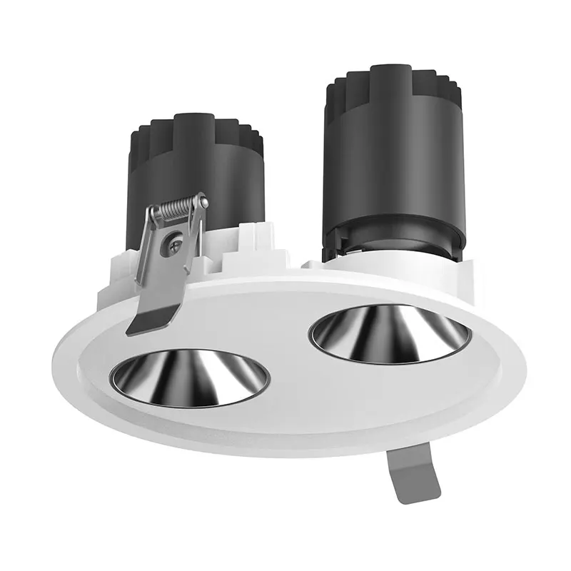 Double Heads Aluminum Fixed Trim LED Recessed Down Light CRI93 Grille Downlight for Hotel