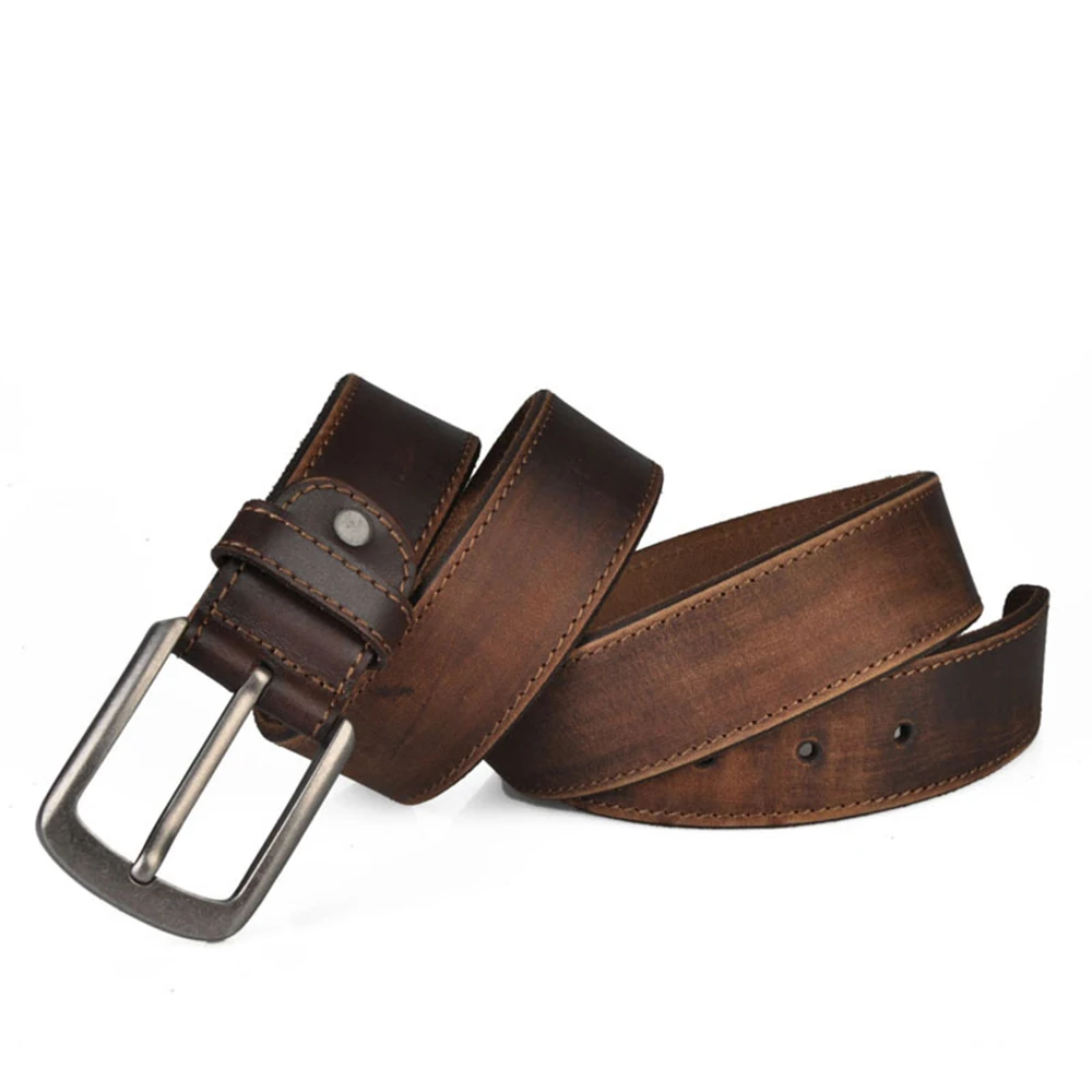 Guangzhou Manufacture Vegetable Tan Leather Belts Silver Metal Belts for Men