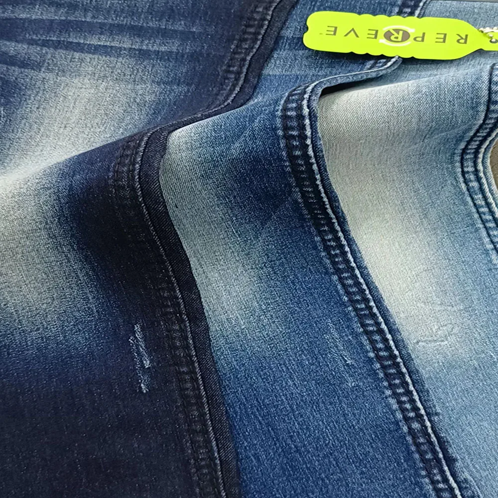 HOT SALE wholesale Recycled  Fabric 62% Cotton  1.7%  Polyester Spandex Blend Twill Stretch Denim