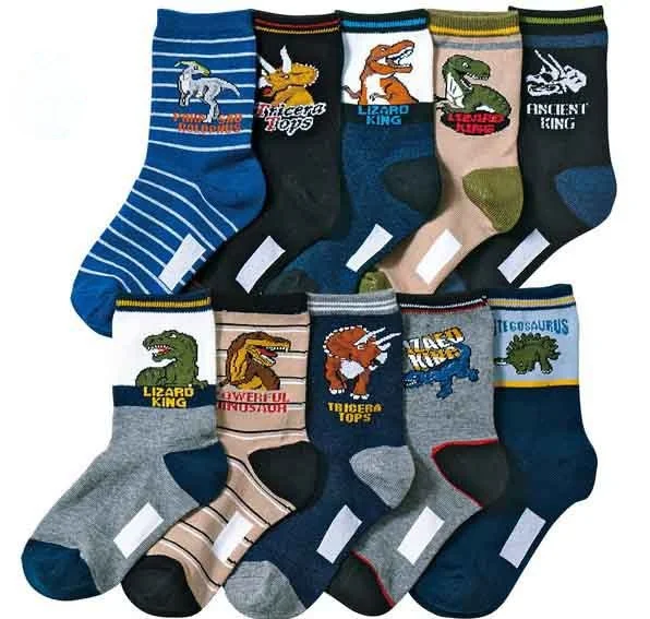 10 pairs /lot baby boys daily cartoon dinosaur socks set