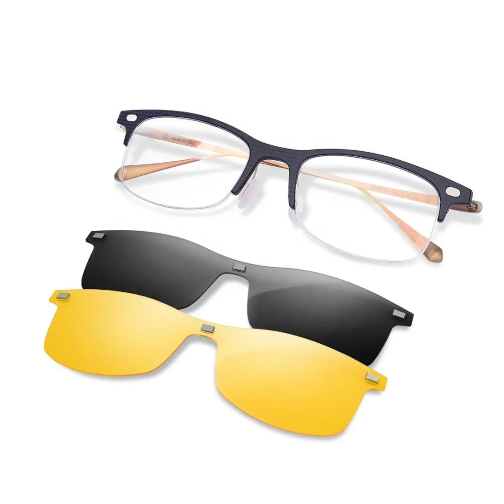 New design magnet clip on sunglasses authentic carbon fiber with titanium polarized interchangeable sunglasses