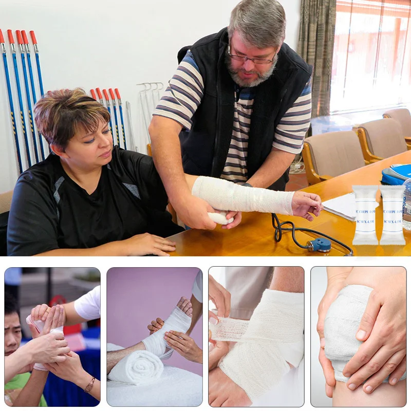 WinFair Wholesale Medical Elastic Spandex Cotton Crepe Bandage For Finger Ankle 10Cmx4.5M Size Elastic Clips Crepe Bandage