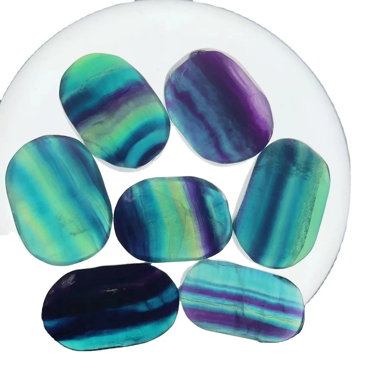 1PC High Quality Rainbow Fluorite Palm Stone Colorful Striped Fluorite Crystal Plam For Decoration Metal Crafts/Jordan 4