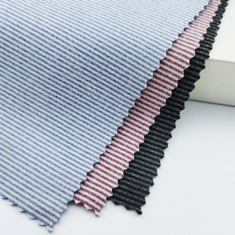 Kaiming 100D 250GSM Double Brushed Thin Striped Knitted Fabric Cationic Fleece Knit Fabric Coat