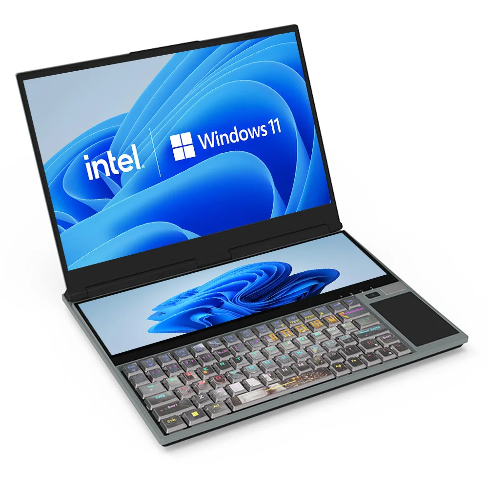 Оптовая Продажа с фабрики новый 2025 16 + 14 дюймов двойной экран i7 1260P 12 ядер механическая клавиатура подсветкой ультрабук Игровые ноутбуки