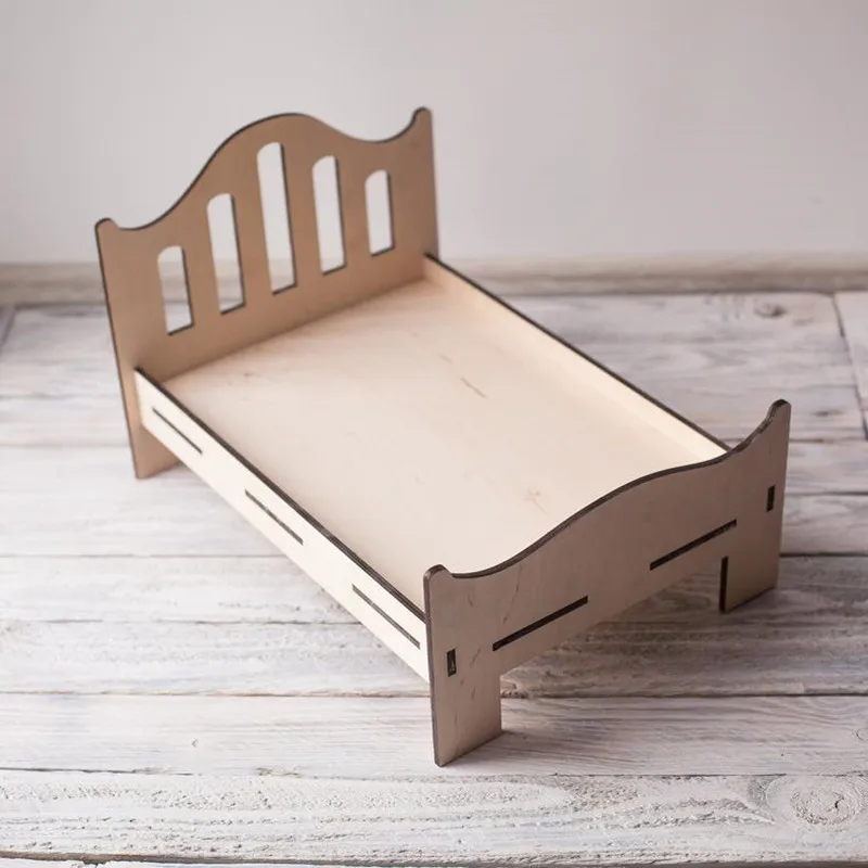 Baby Photo Shooting Background Vintage Props Studio Posing Wooden Chaise Lounge Mini Wooden Lounger Beds Photography Props