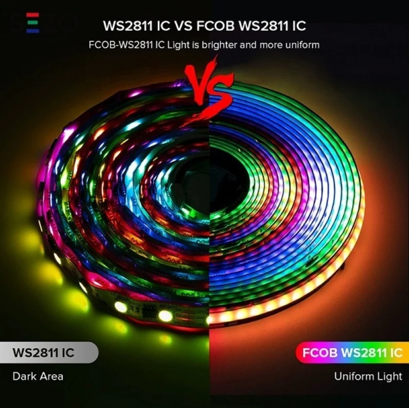 Addressable COB LED strip black PCB ws2811IC 24vCOB light strip