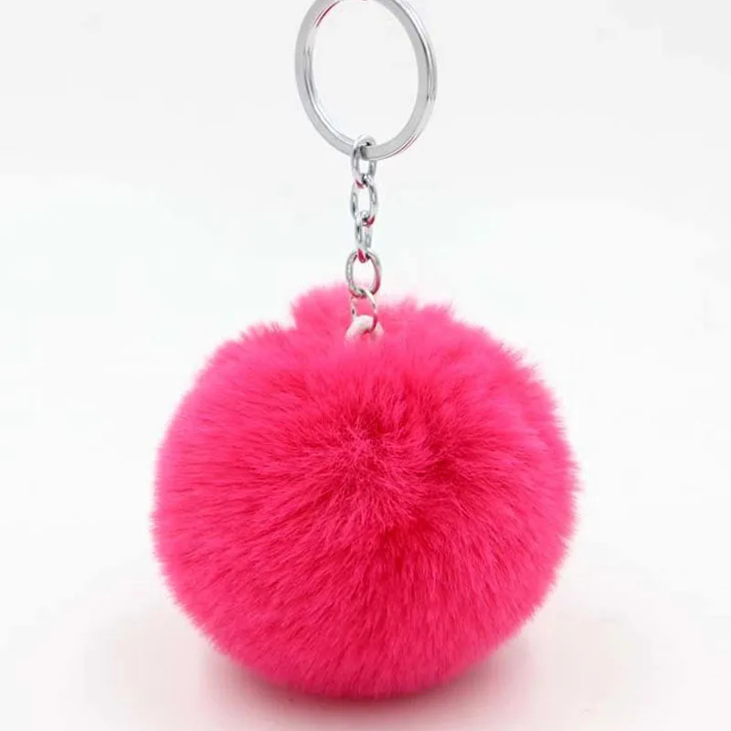 Fashion Design cute Fluffy Fox Furry Bag Fuzzy Keyring Handbag Charm Large Puffs Ball Pompoms Keychains Pom Pom Balls Rabbit