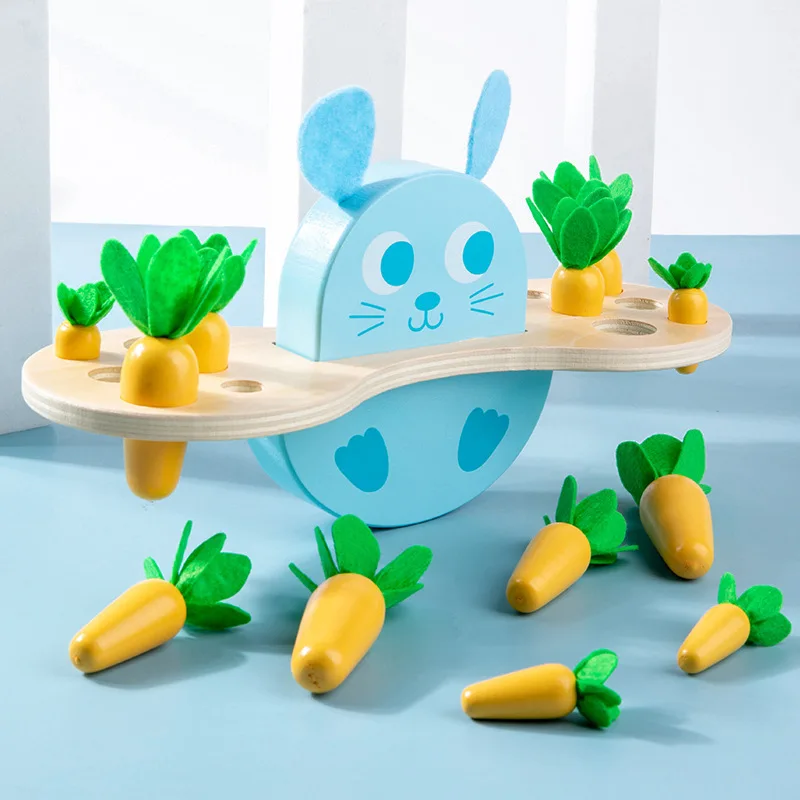 Rabbit Pulling Carrots Shape Matchnig Game For Toddlers Montessori Educational Toys Vegetable and Animal Recognition