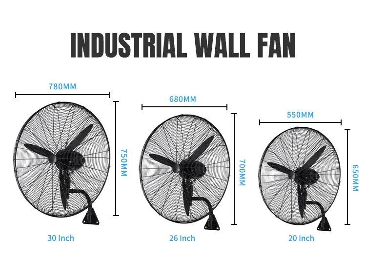 High quality high power industrial fan 20/24/26/30 inch industrial wall fans are affordable