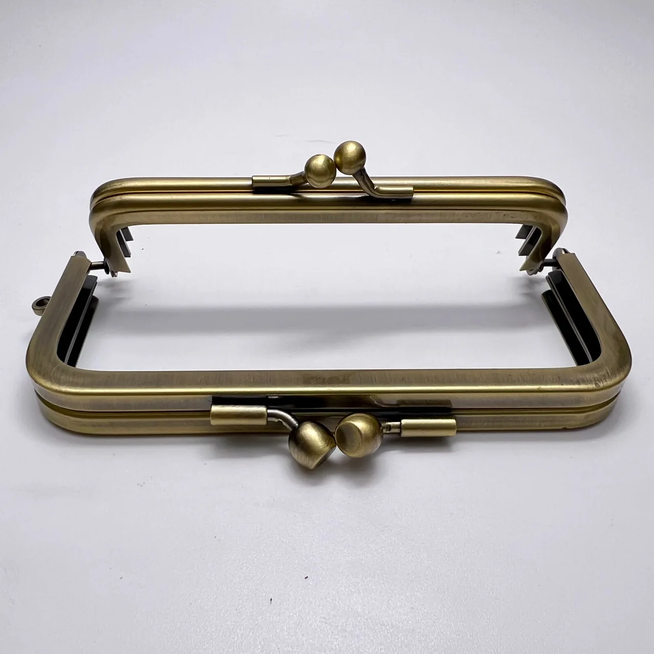 12*6cm Antique Brass Rectangular Vintage Metal Frame Double Handle Metal Beads Clasp Lock Bag Purse Frame