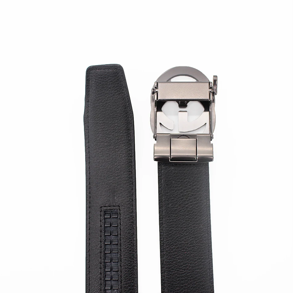  Wholesale Custom New Adjustable Casual Automatic Buckle Belt Fashion Lxurury Business Men Black Genuine Leather