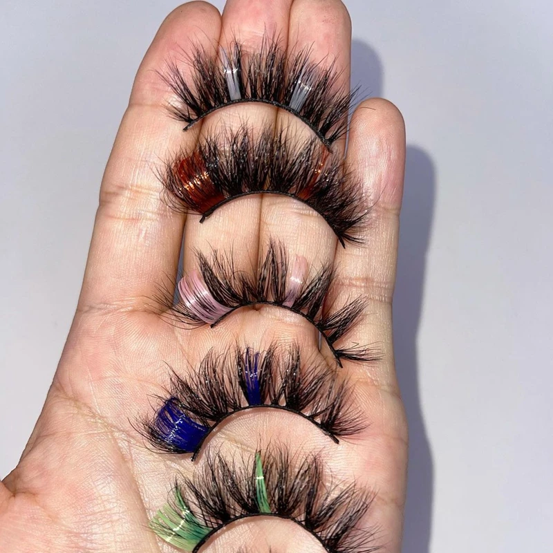 Частная торговая марка, Индивидуальная коробка для ресниц, 3d Двухцветная подсветка, норка, оптовая продажа, ручная работа, без жестокости, 25 мм, норковые полоски для ресниц