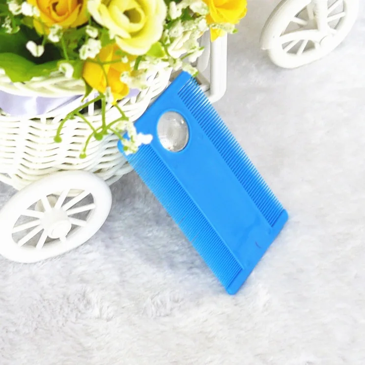 China Factory Wholesale Price Human Hair Care Plastic Handle Double Sided Anti Lice Nit Louse Tick Flea Comb With Magnifier Len