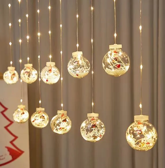 Top Sale   Room Wedding  Decorative Lights   3 M  USB Battery Powered  Warm White Wishing Ball Led Curtain Icicle Lights