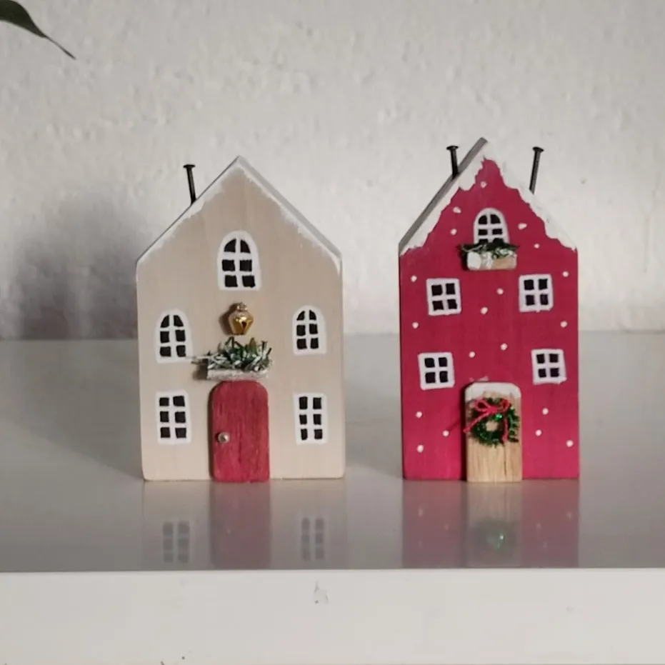 DIY Natual Wood Mini Christmas Wooden Houses Wood Home Decor