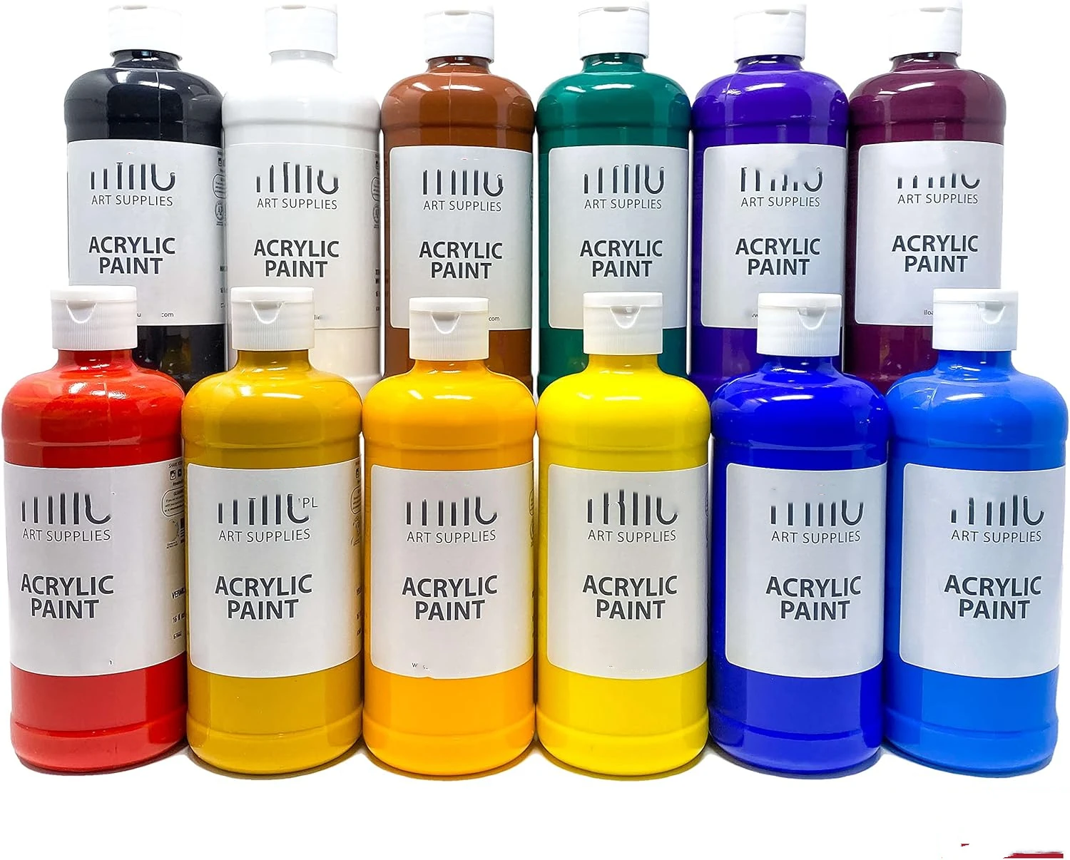 12 Colors 16 oz / 473ml Bottles Student Primary Non-Toxic Art Craft for Artists Kids Hobby painters Acrylic Paints Set