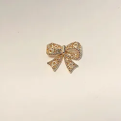 New LZ nail art color-preserving gold-plated bow tie nail jewelry zircon