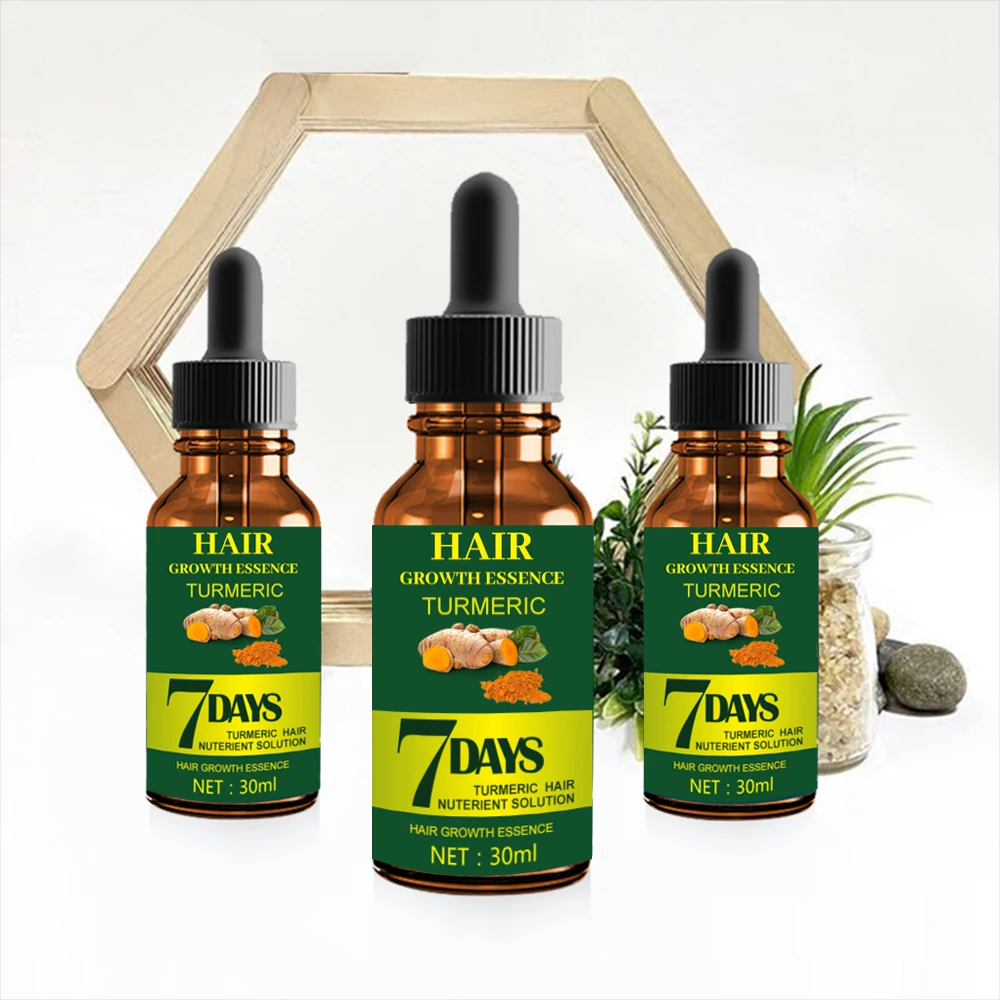 Free Sample 7 Days Natural Germinal Oil Bald Hair Growth Turmeric Oil for Men