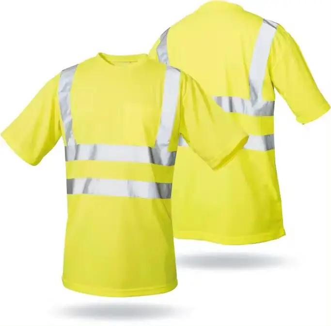 LX Hi Vis Safety T-shirt Short Sleeve Reflective Polo Shirt Fluorescent Yellow Orange Safety T-shirt