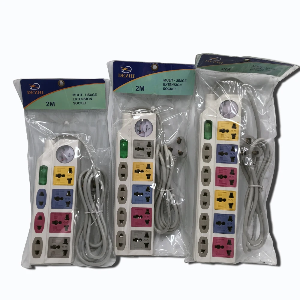 Electrical socket with voltmeter ,5 way outlet extension surge protector