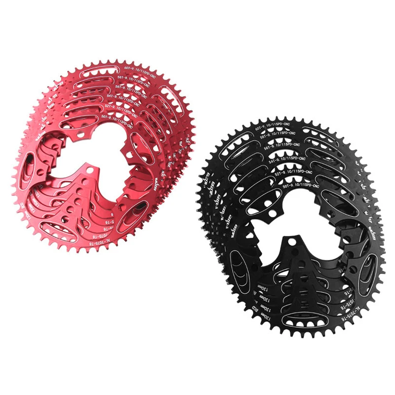 WUZEI 130 BCD round Road bike Sprockets 50/52/54/56/58/60T Alloy Chainwheel Road folding Bicycle Crankset Tooth plate Parts