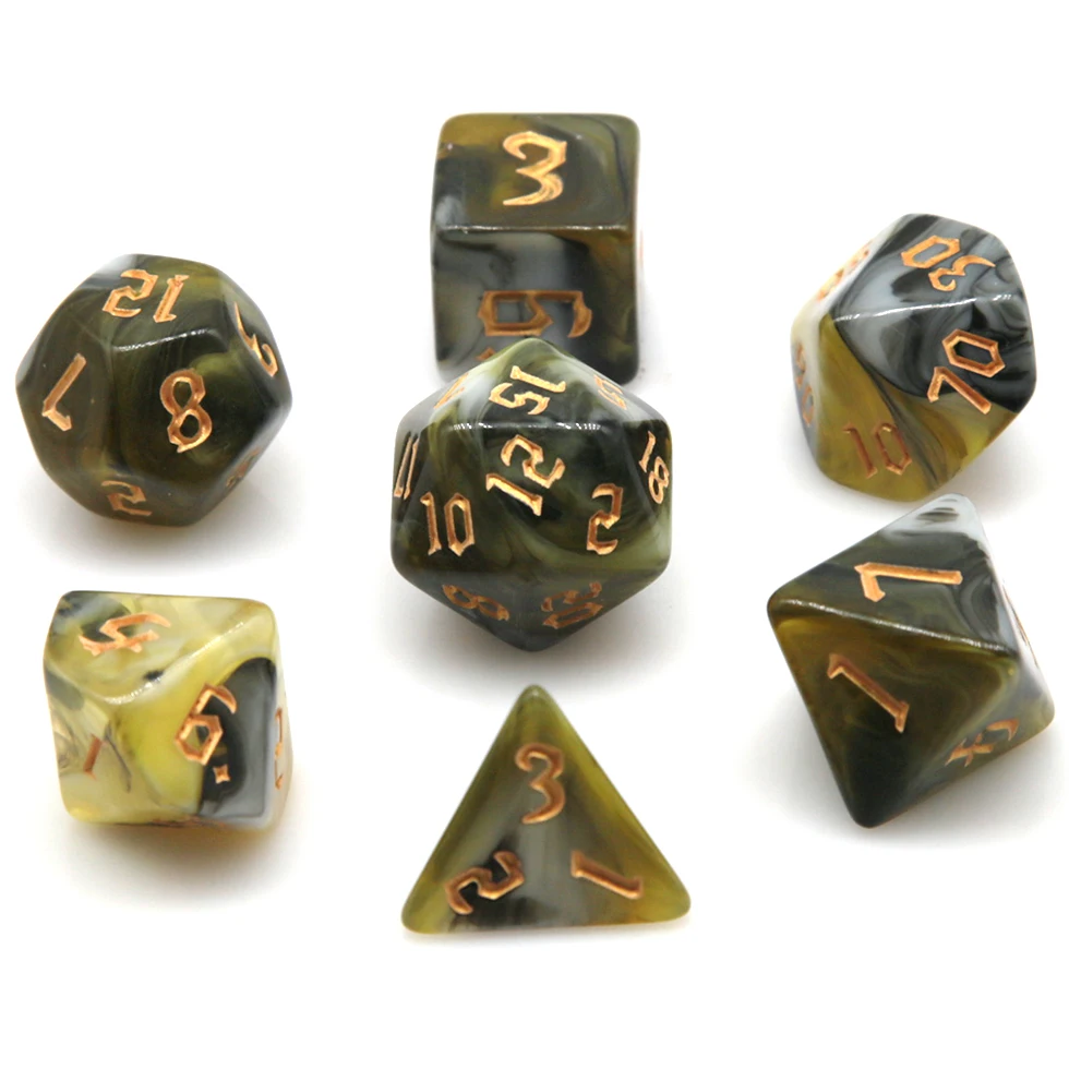 HS Dice Blend colors  Polyhedral DnD Mixed Color Dice 7pcs Set for RPG Dungeons and Dragons Board Games