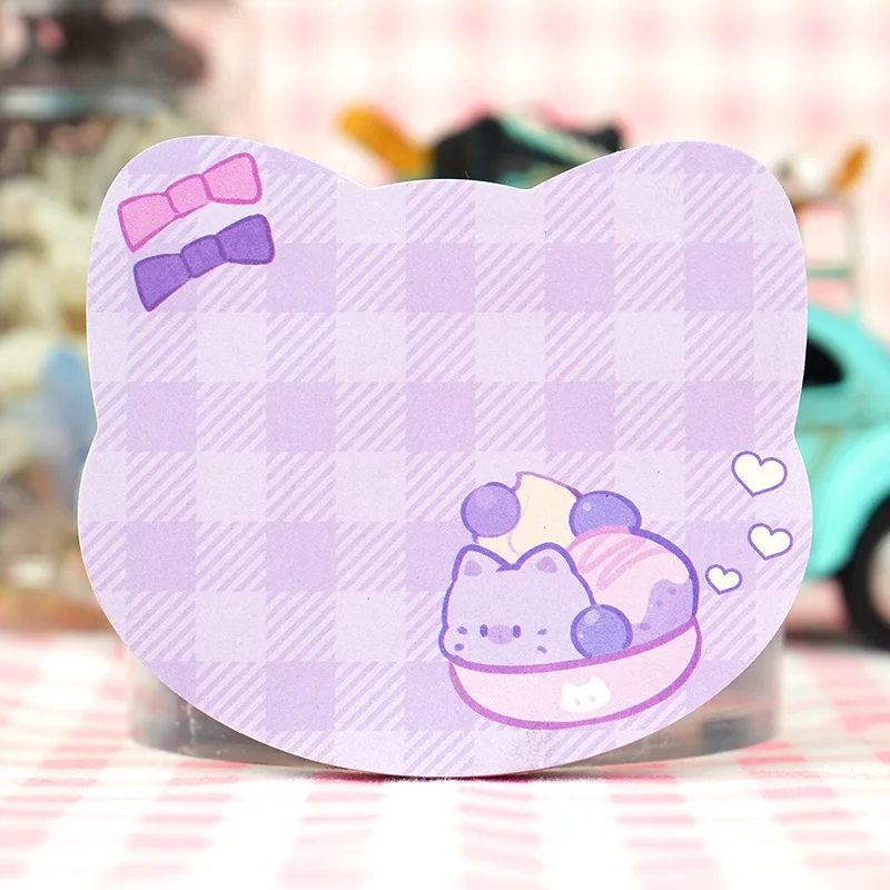 Vograce Notepads Custom Logo Printed Sticky Note Cute Animal Reusable Stationery Heart Shape Glue Sticky Notes